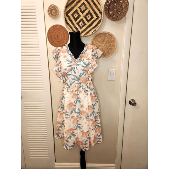 LAST ONE! Floral Mini Dress With Flutter Sleeves - Picture 12 of 12